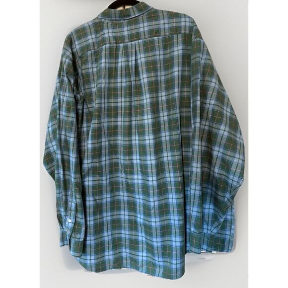 LL Bean Vintage Shirt Mens Blue Green Maine State Tartan Long Sleeve Size XXL - Picture 2 of 6